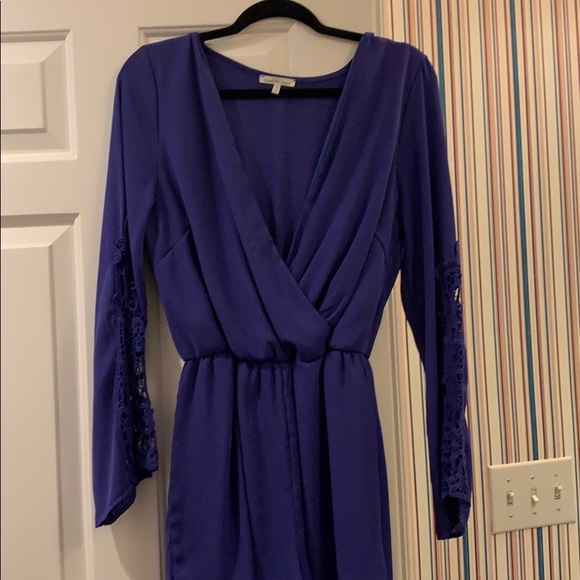 Dresses & Skirts - Blue Romper with knit detail on sleeve
